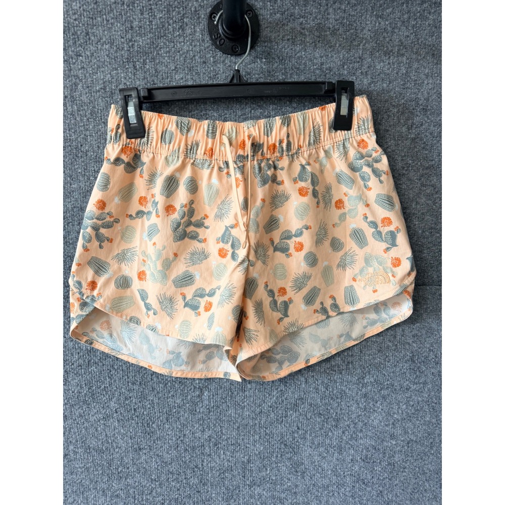 The North Face Womens Peach Cactus Print Active‎ Shorts Small Back Zip Pocket